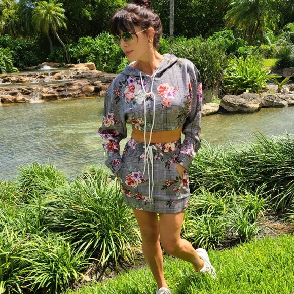 Women's Sweatshirt Bodycon Mini Skirt 2 Piece Outfits Long - Picture 1 of 8